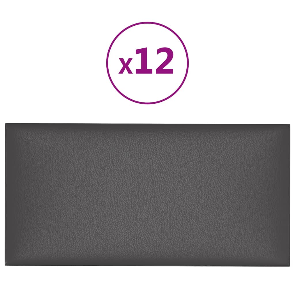 Panneaux muraux Vidaxl 12 st 2,16 m² 60x30 cm en cuir artificiel gris