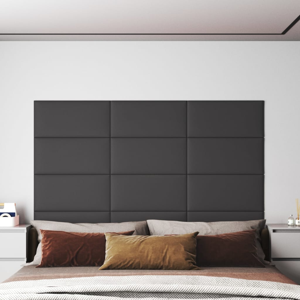 Panneaux muraux Vidaxl 12 st 2,16 m² 60x30 cm en cuir artificiel gris