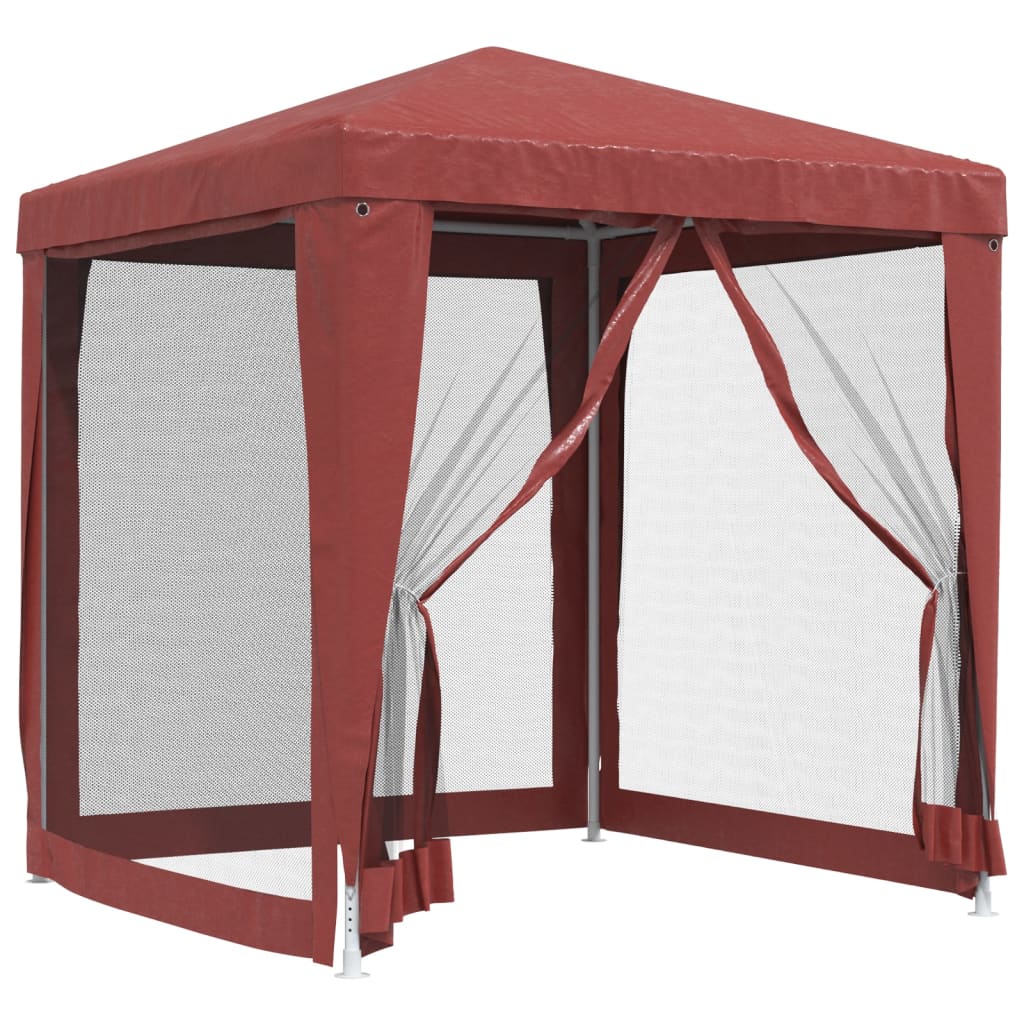 Tente de fête Vidaxl avec 4 murs latéraux en maille 2x2 m rouge HDPE