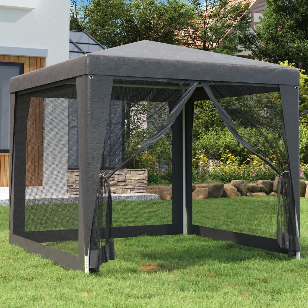 Tente de fête VidaXL avec 4 parois latérales grillagées 2,5x2,5 m HDPE anthracite
