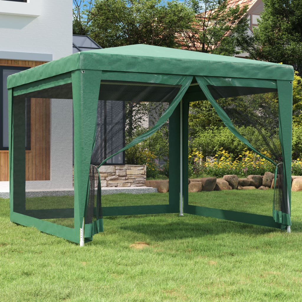 Tente de fête Vidaxl avec 4 murs latéraux en mailles 3x3 m vert HDPE