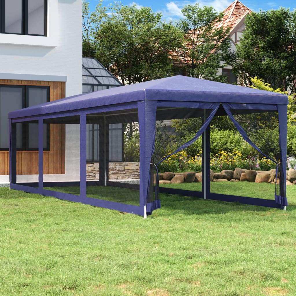 Tente de fête VidaXL avec 8 parois latérales en maille 3x9 m HDPE bleu