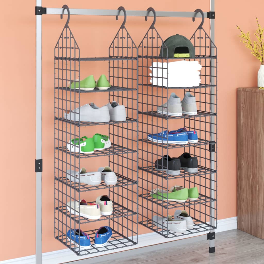 Vidaxl organisateurs d'armoires suspendues 2 pcs avec 7 étagères