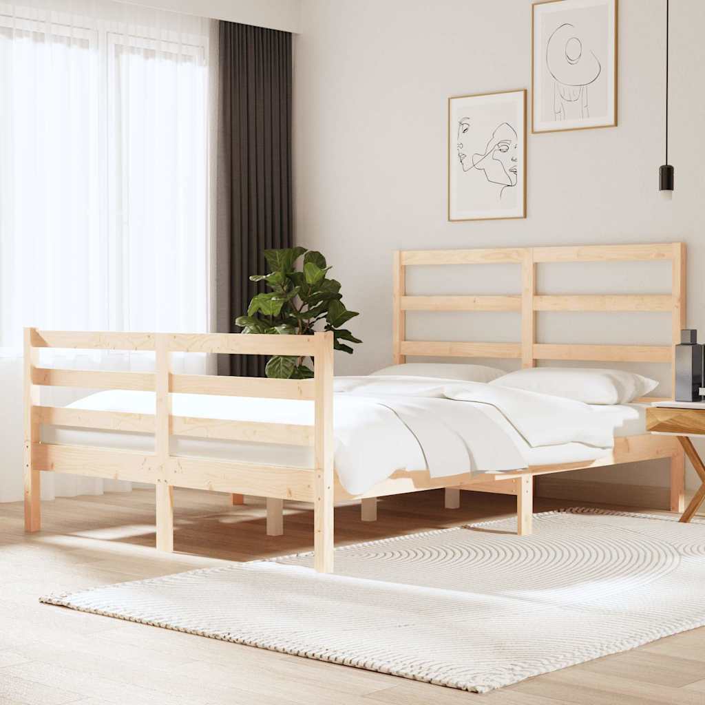 Vidaxl bedframe massief grenenhout 135x190 cm