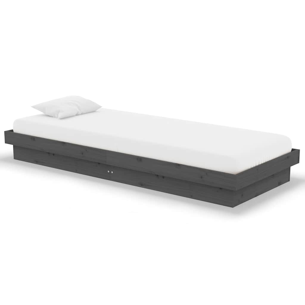 Vidaxl bedframe massief hout grijs 75x190 cm