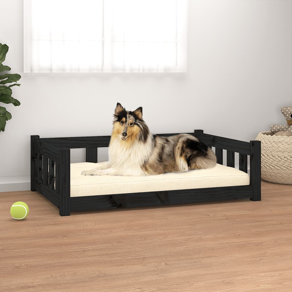 Vidaxxl lit pour chien 95,5x65,5x28 cm bois de pin massif noir