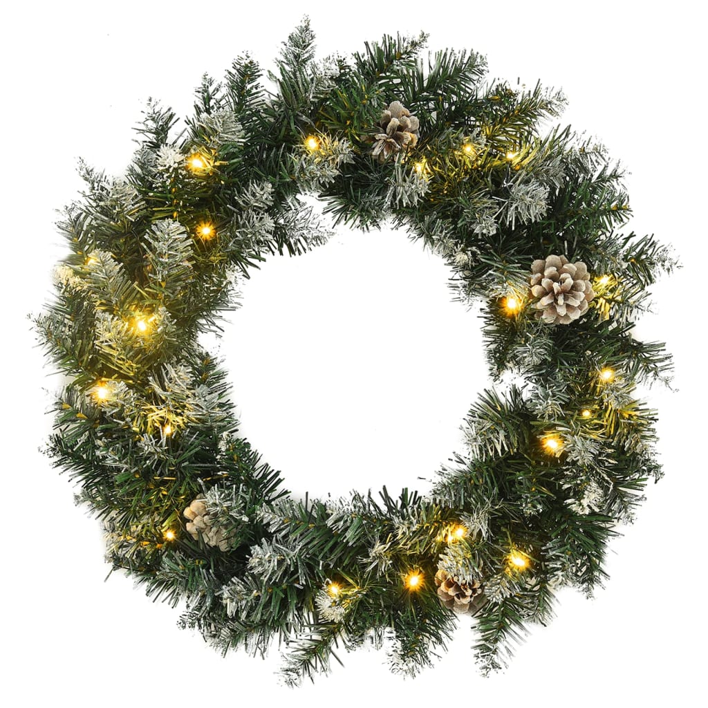 Vidaxl Couronne de Noël avec lumières LED 45 cm en PVC vert