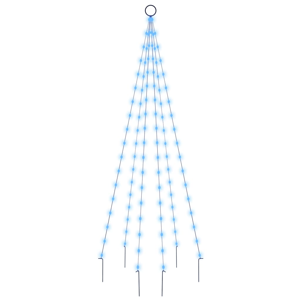 VidaXL mât de drapeau sapin de Noël 108 LED bleu 180 cm