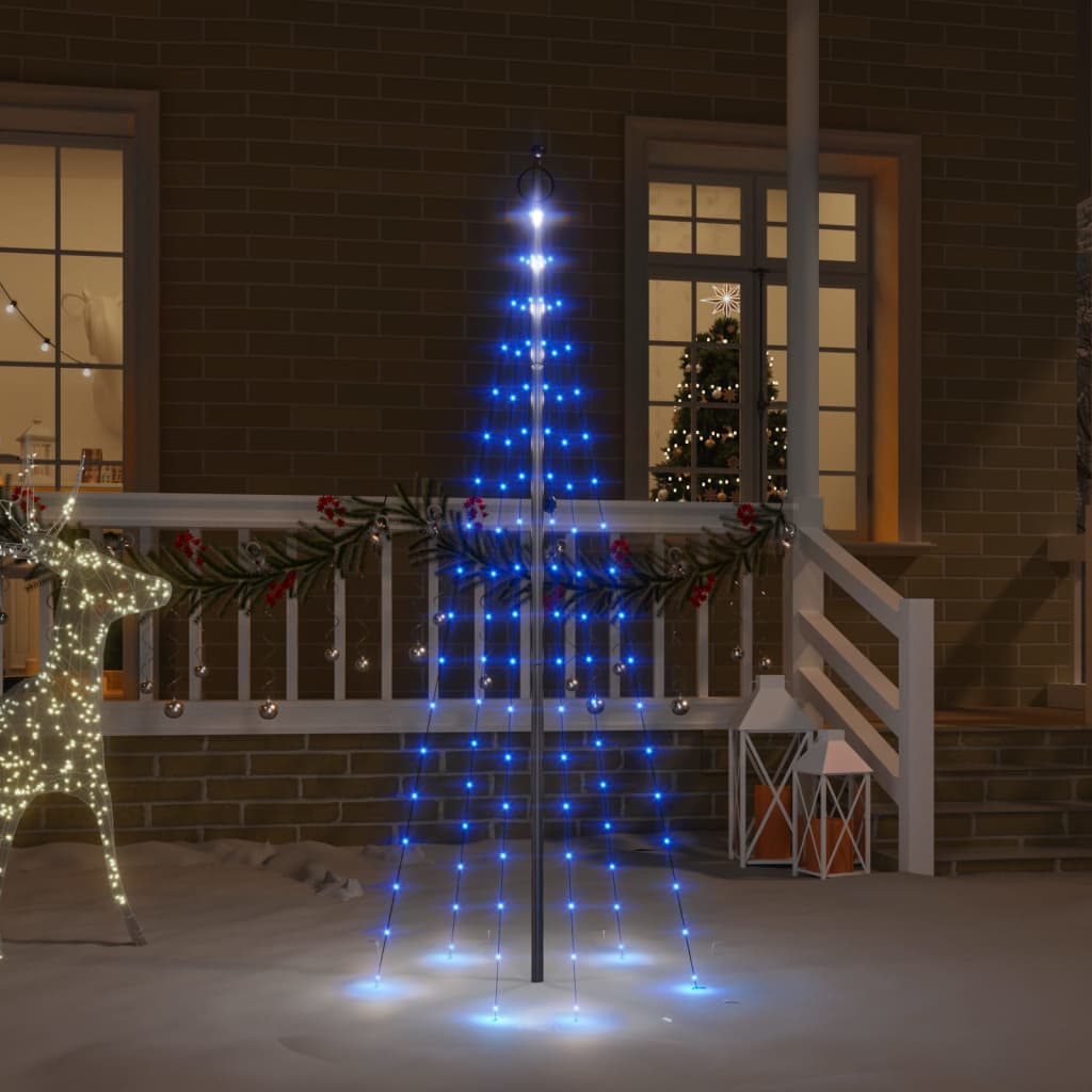 VidaXL mât de drapeau sapin de Noël 108 LED bleu 180 cm