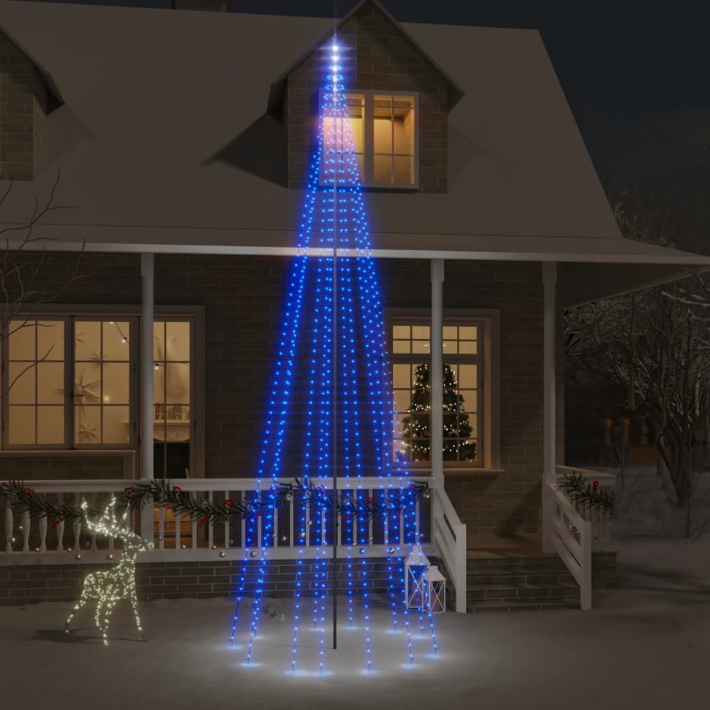 Vidaxl Flagpole Trele de Noël 732 LEDS bleu 500 cm