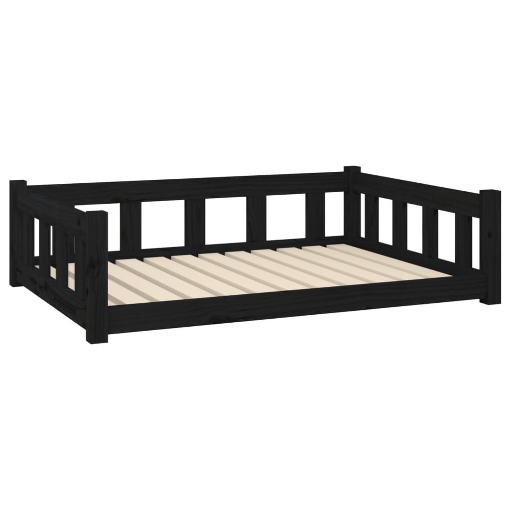 Vidaxxl lit pour chien 105,5x75,5x28 cm bois de pin massif noir