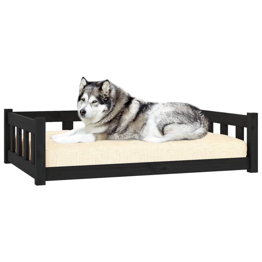 Vidaxxl lit pour chien 105,5x75,5x28 cm bois de pin massif noir