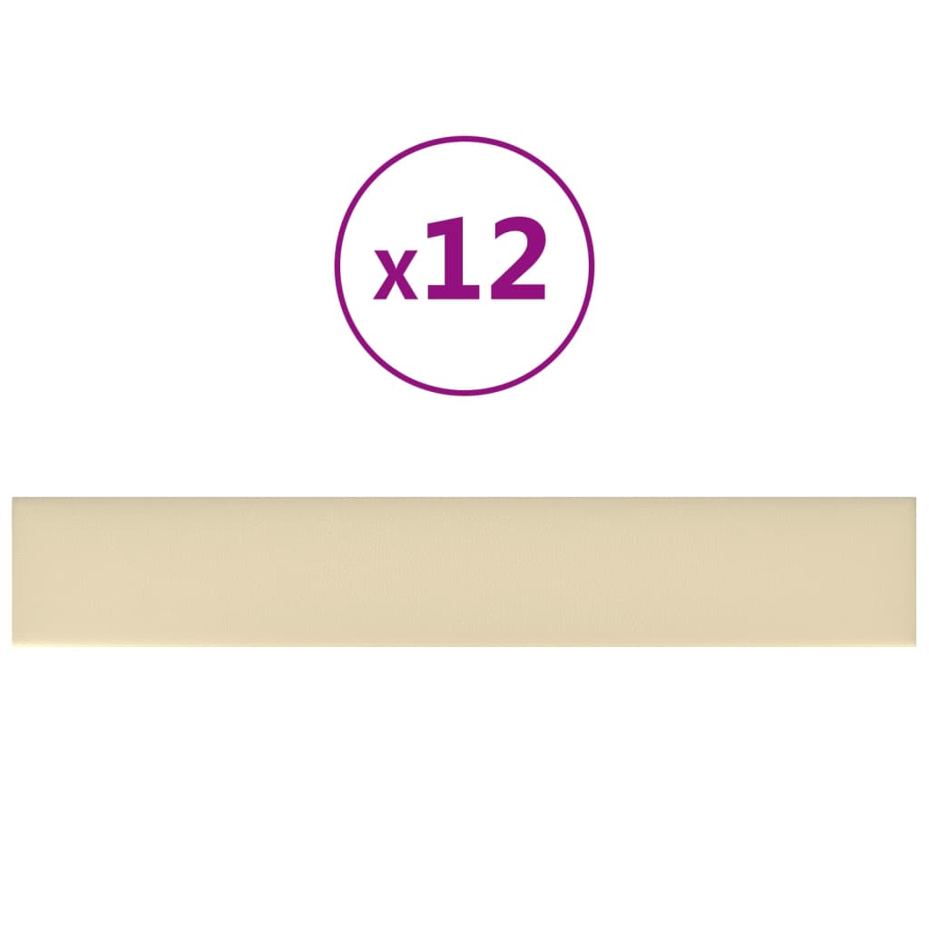 Panneaux muraux vidaxl 12 st 1,62 m² 90x15 cm crème en cuir artificiel -colore
