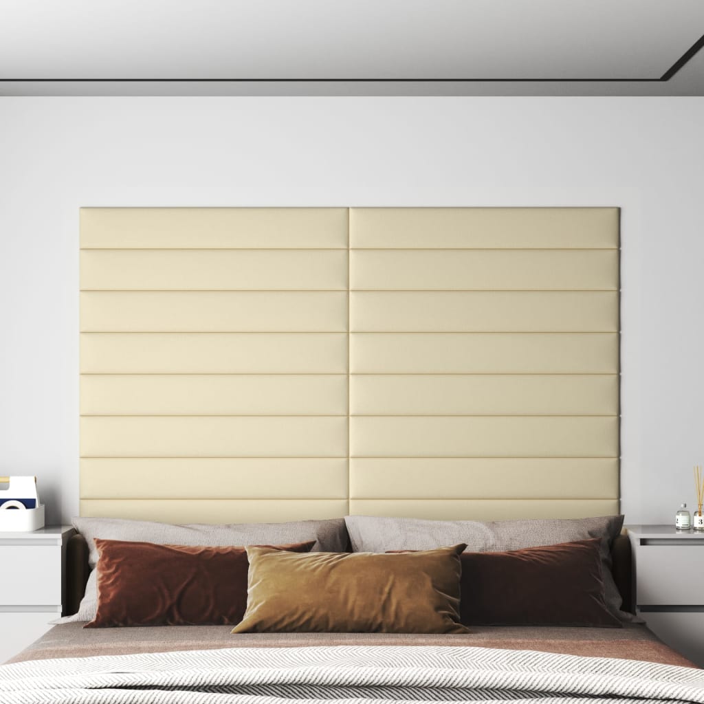 Panneaux muraux vidaxl 12 st 1,62 m² 90x15 cm crème en cuir artificiel -colore