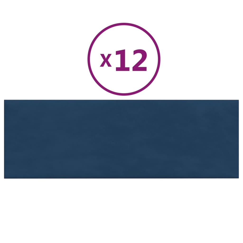 Panneaux muraux vidaxl 12 st 3,24 m² 90x30 cm en velours bleu