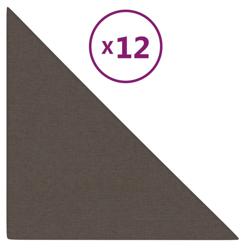Panneaux muraux vidaxl 12 pcs 0,54 m² 30x30 cm tissu taupe