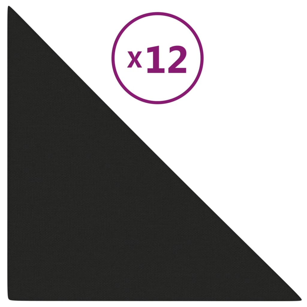 Panneaux muraux vidaxl 12 pcs 0,54 m² 30x30 cm tissu noir