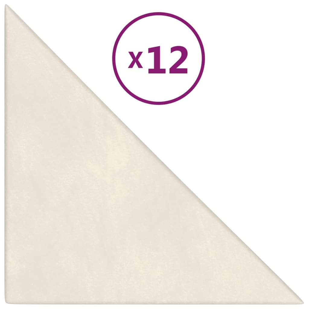 Panneaux muraux Vidaxl 12 PCS 0,54 m² 30x30 cm Crème en velours -colorée