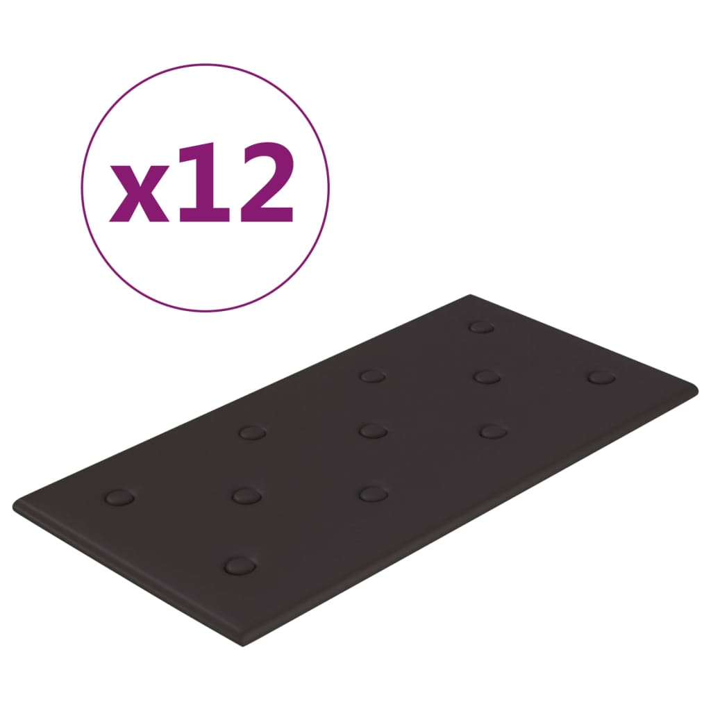 Panneaux muraux vidaxl 12 st 2,16 m² 60x30 cm en cuir artificiel noir