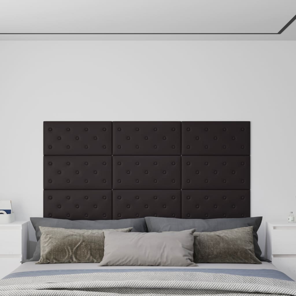 Panneaux muraux vidaxl 12 st 2,16 m² 60x30 cm en cuir artificiel noir