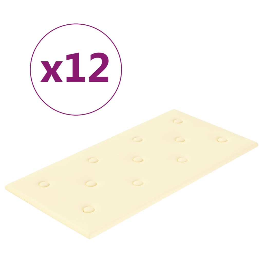 Panneaux muraux Vidaxl 12 ST 2,16 M² 60x30 cm Crème en cuir artificiel -Colored