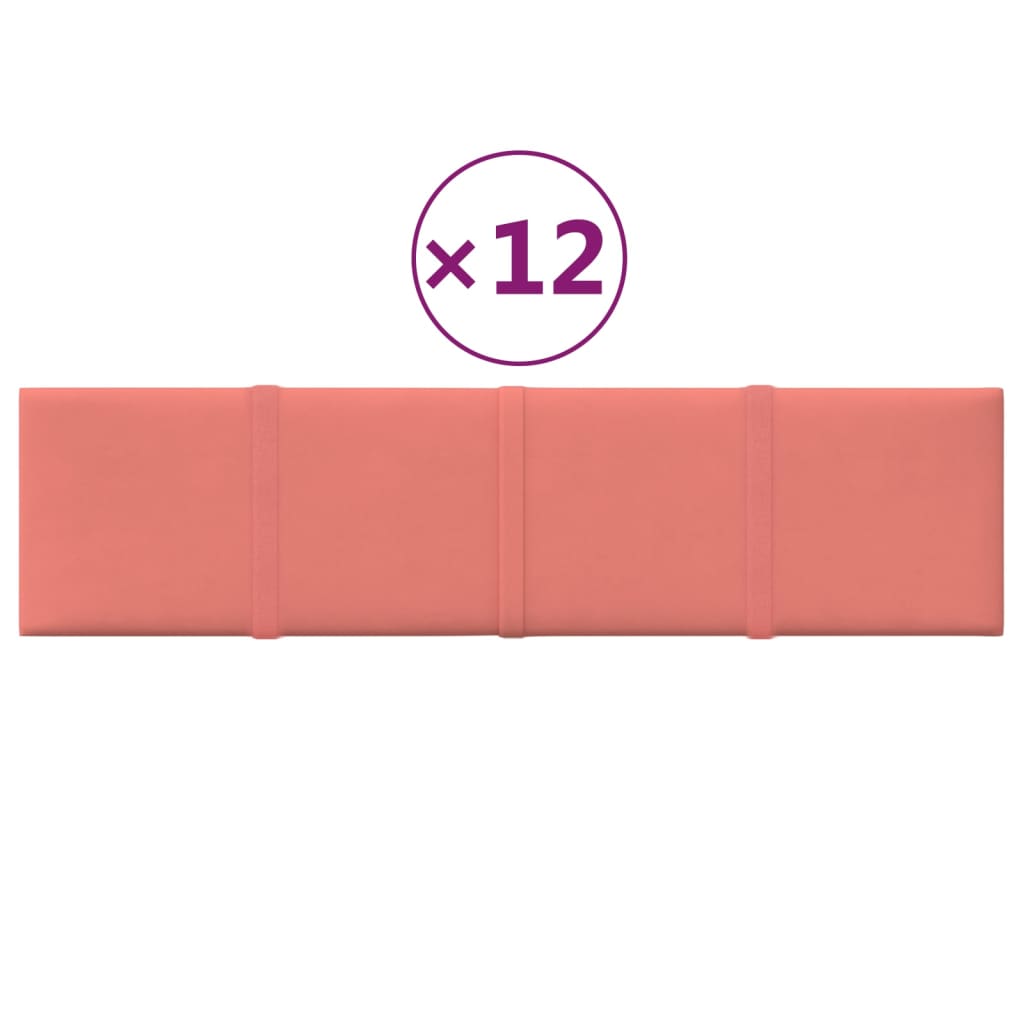 Panneaux muraux vidaxl 12 st 1,08 m² 60x15 cm en velours rose