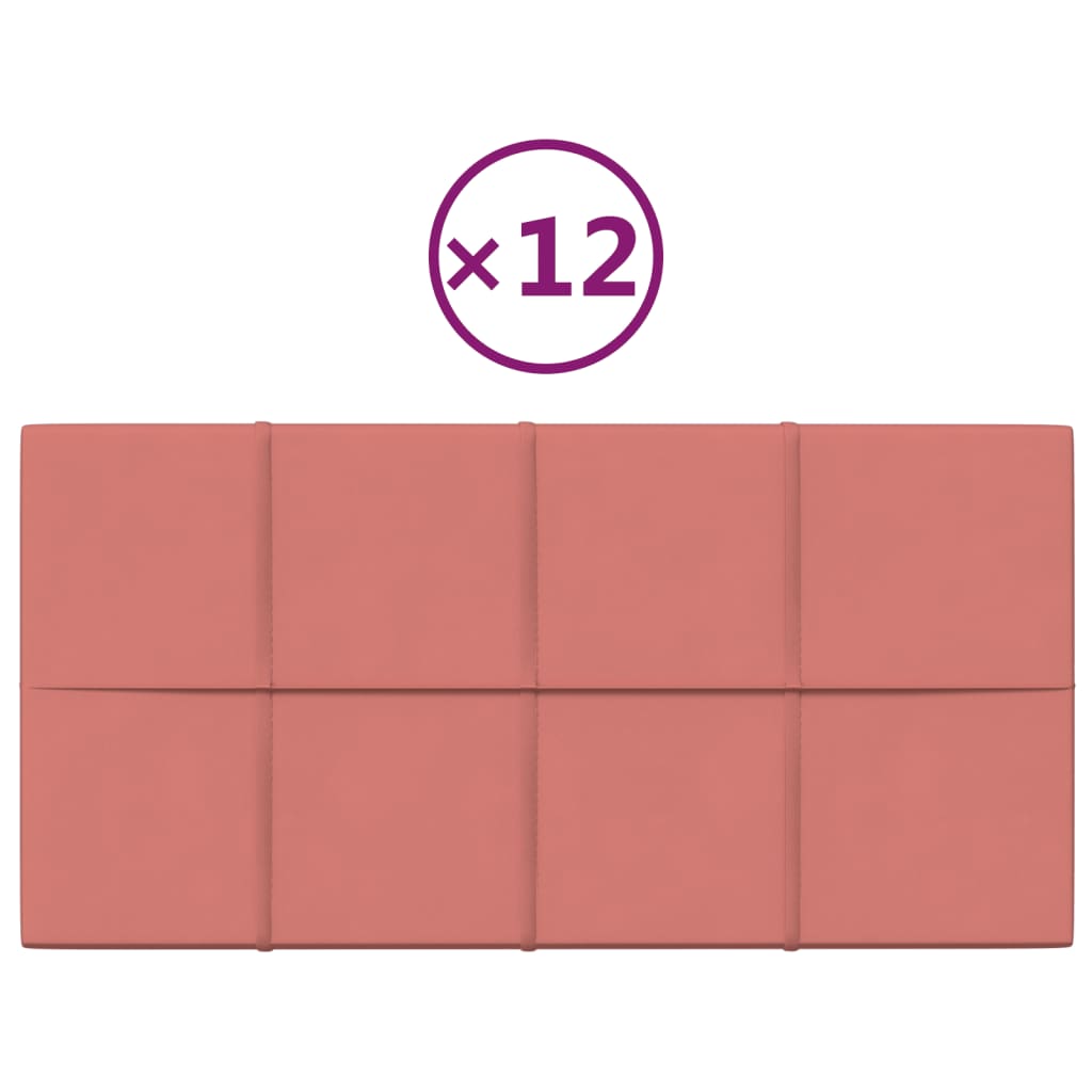 Vidaxl Wall panels 12 st 2.16 m² 60x30 cm velvet pink