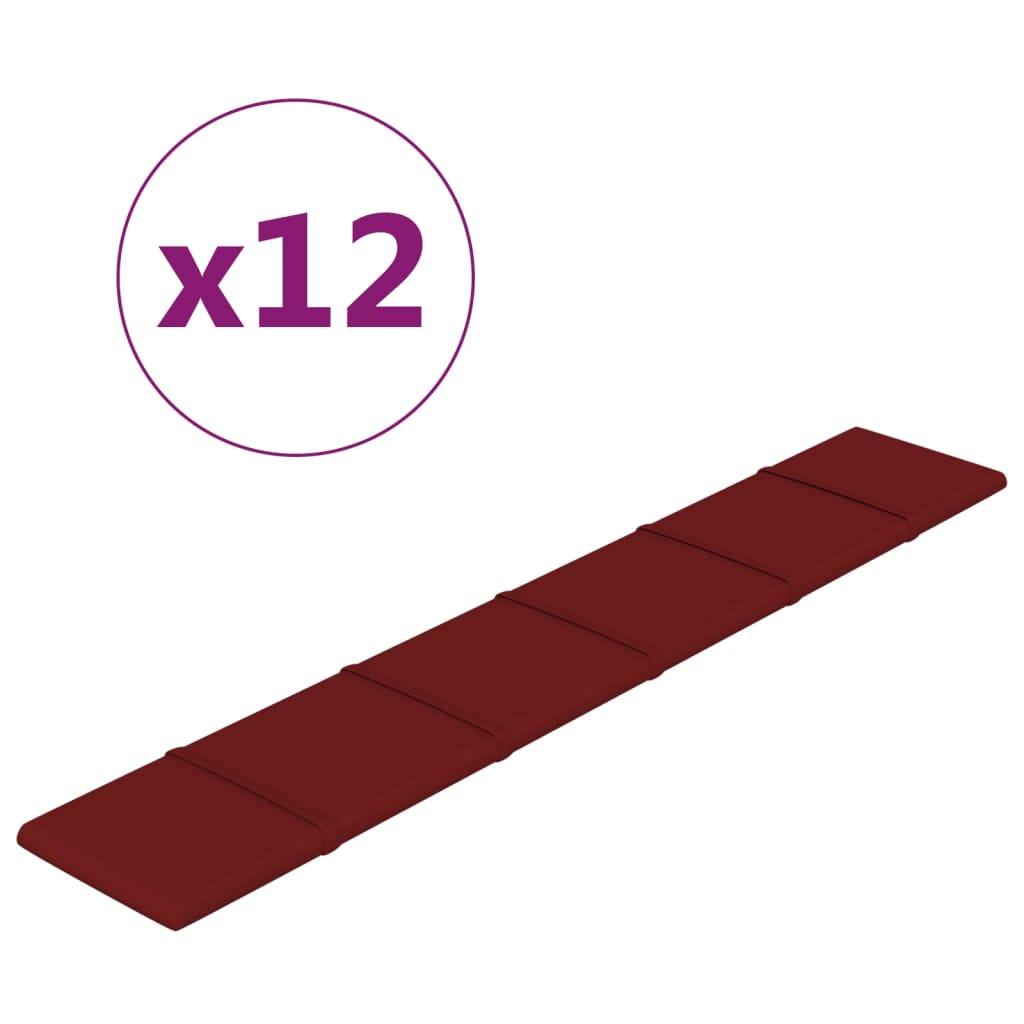 Panneaux muraux vidaxl 12 ST 1,62 m² 90x15 cm Vin de tissu rouge