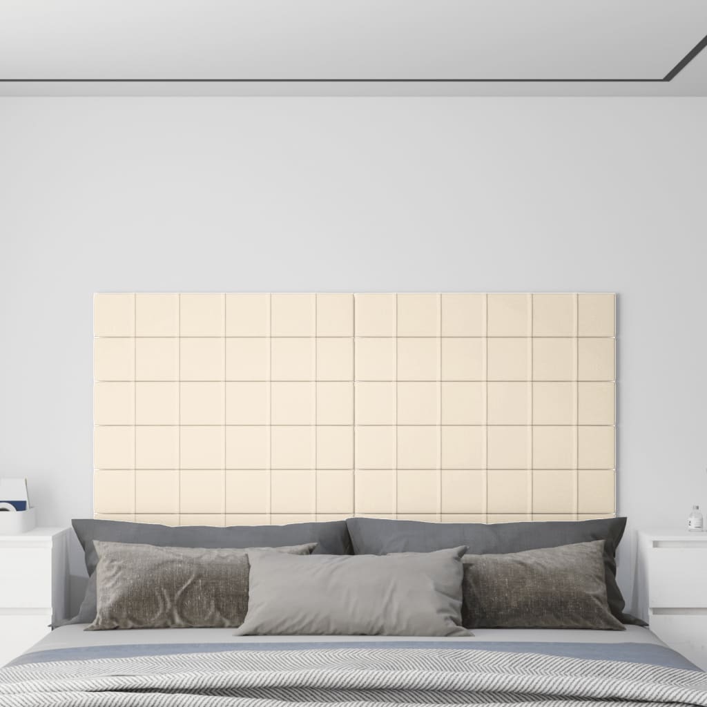 Panneaux muraux Vidaxl 12 ST 1,62 m² 90x15 cm Crème en velours -colore