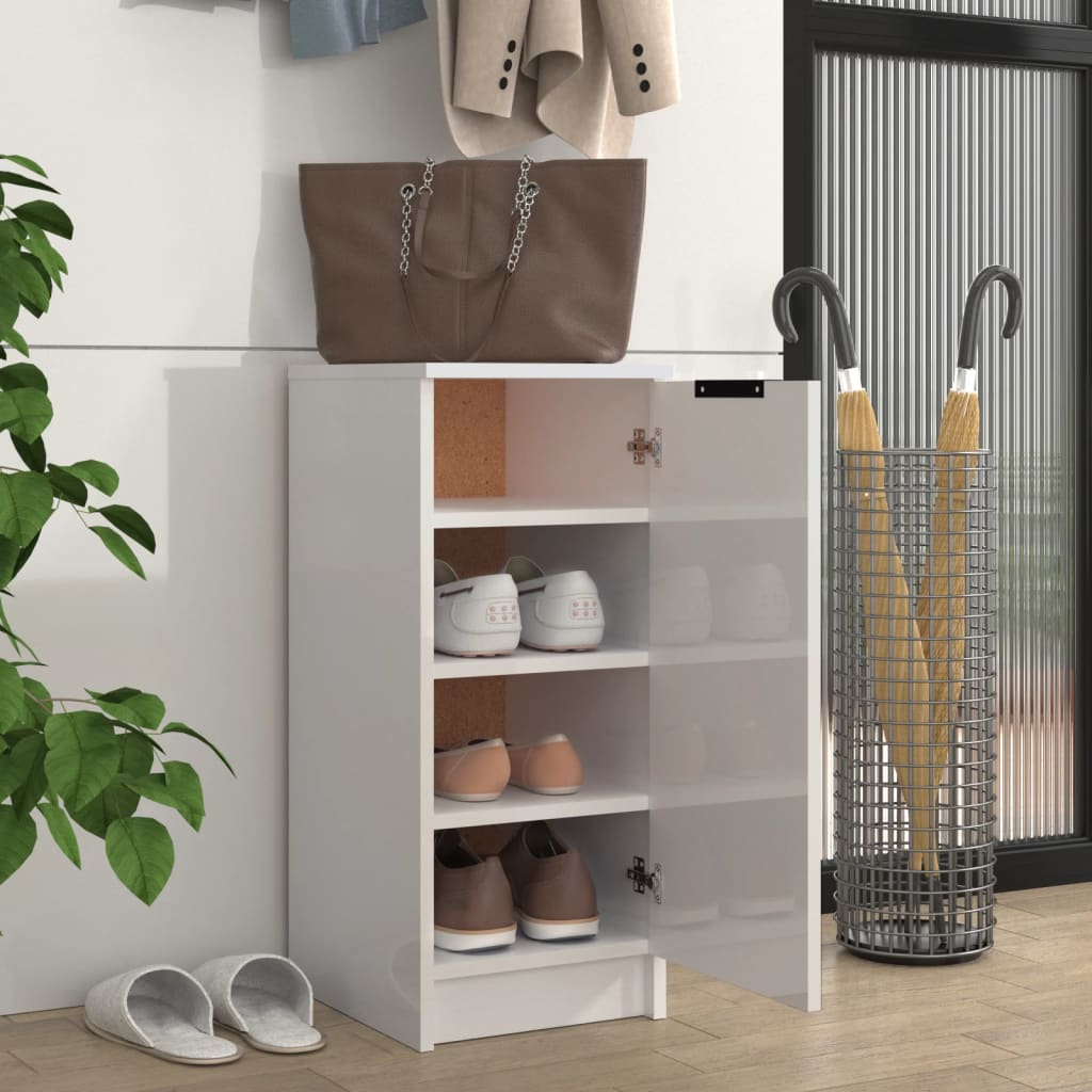 VidaXL Armoire à chaussures 30x35x70 cm bois fini blanc brillant