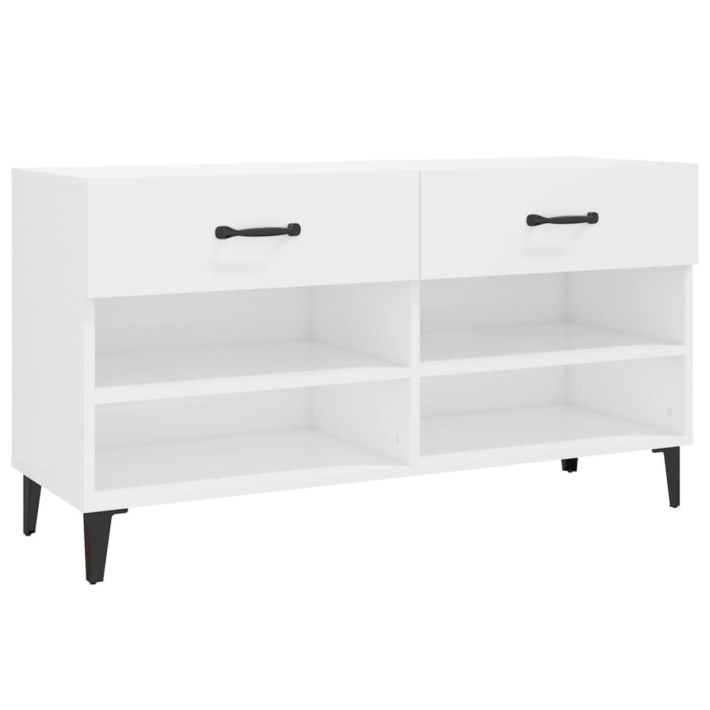 Armoire à chaussures Vidaxl 102x35x55 cm en bois de bois haut blanc