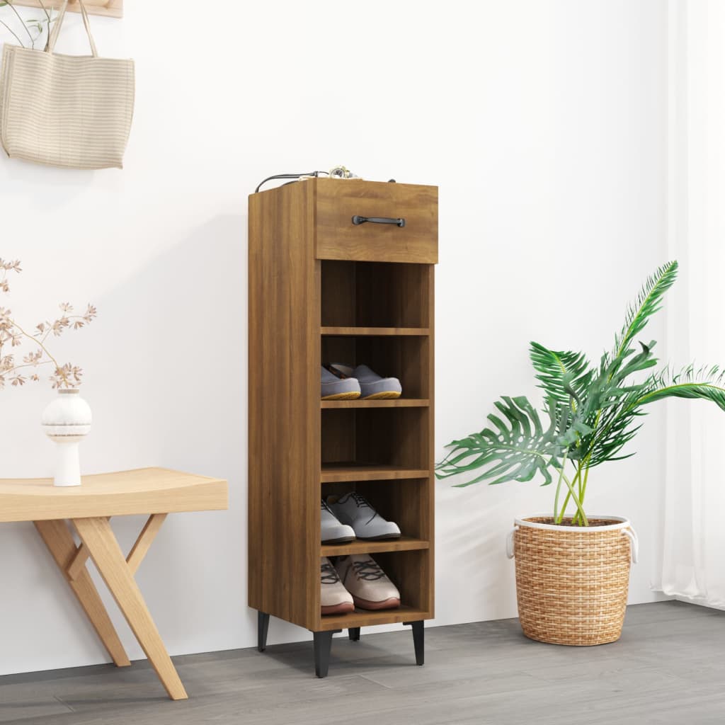 Armoire à chaussures Vidaxl 30x35x105 cm Couleur de chêne brun coupé en bois coupé