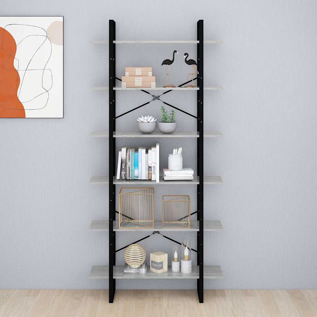 Vidaxl hoge kast 100x30x210 cm bewerkt hout grijs sonoma eikenkleurig