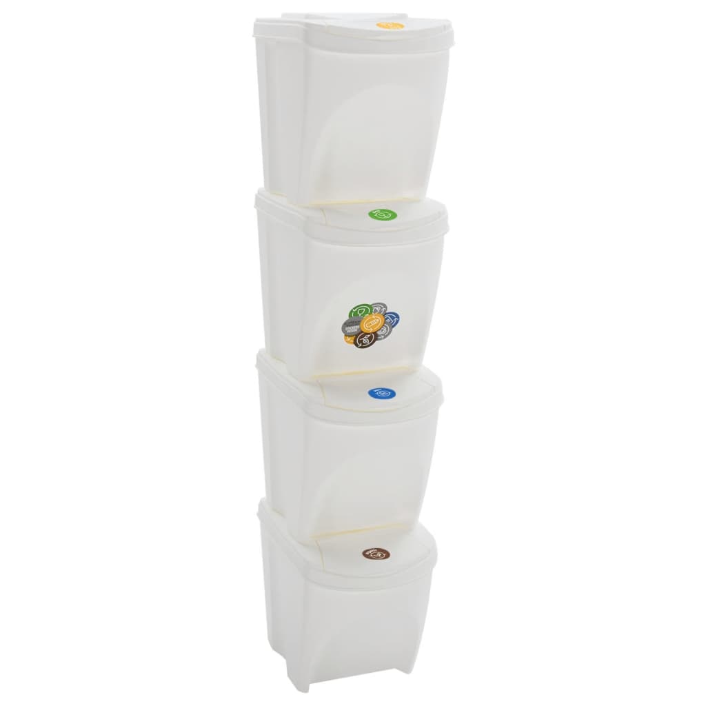 Vidaxl Garbage Cans 4 St Empilable 100 L Polypropène blanc