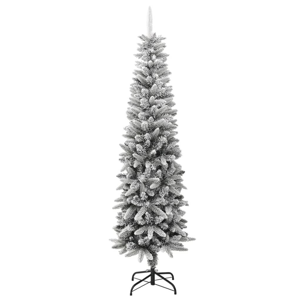 VidaXL Sapin de Noël artificiel avec neige étroit 210 cm PVC et PE