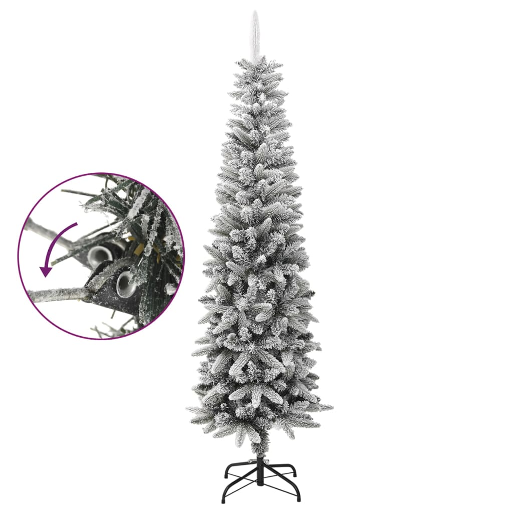 VidaXL Sapin de Noël artificiel avec neige étroit 210 cm PVC et PE