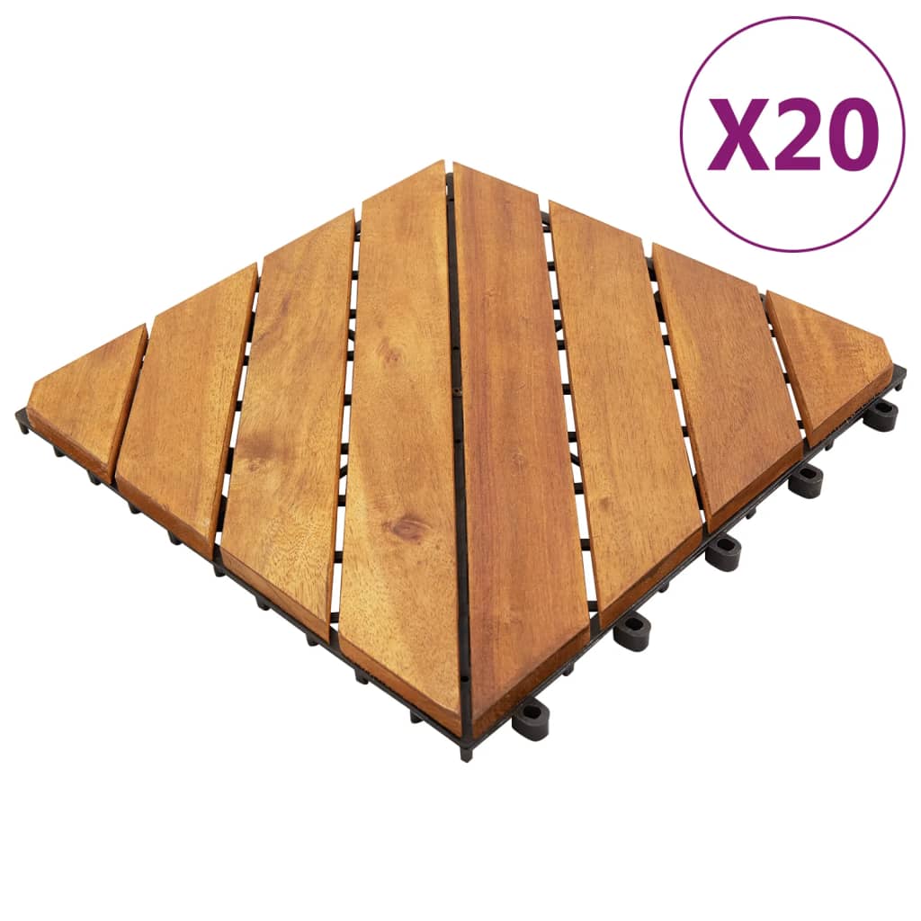 Vidaxl Terrace Tiles 20 pcs 30x30 cm en bois solide en bois brun