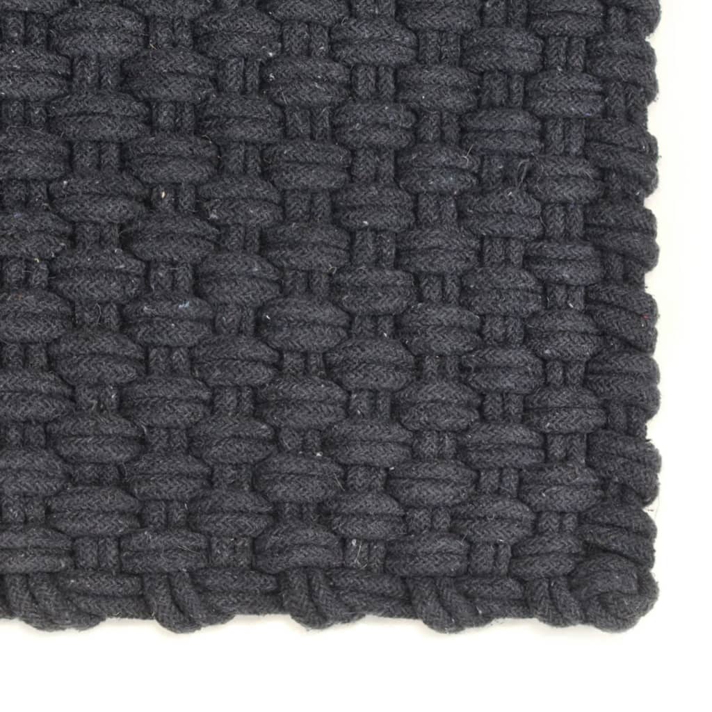 Vidaxl tapis rectangulaire 120x180 cm anthracite de coton -colore