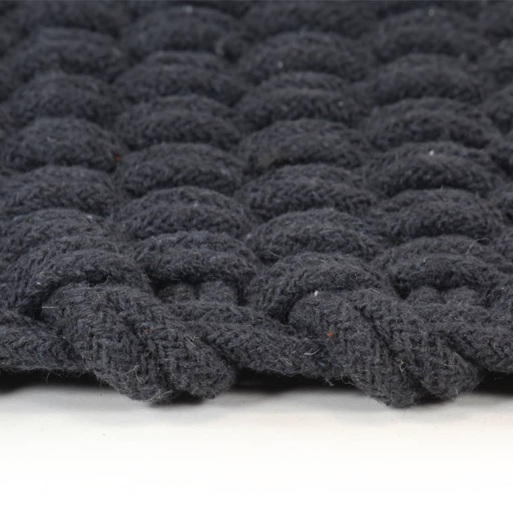 Vidaxl tapis rectangulaire 120x180 cm anthracite de coton -colore