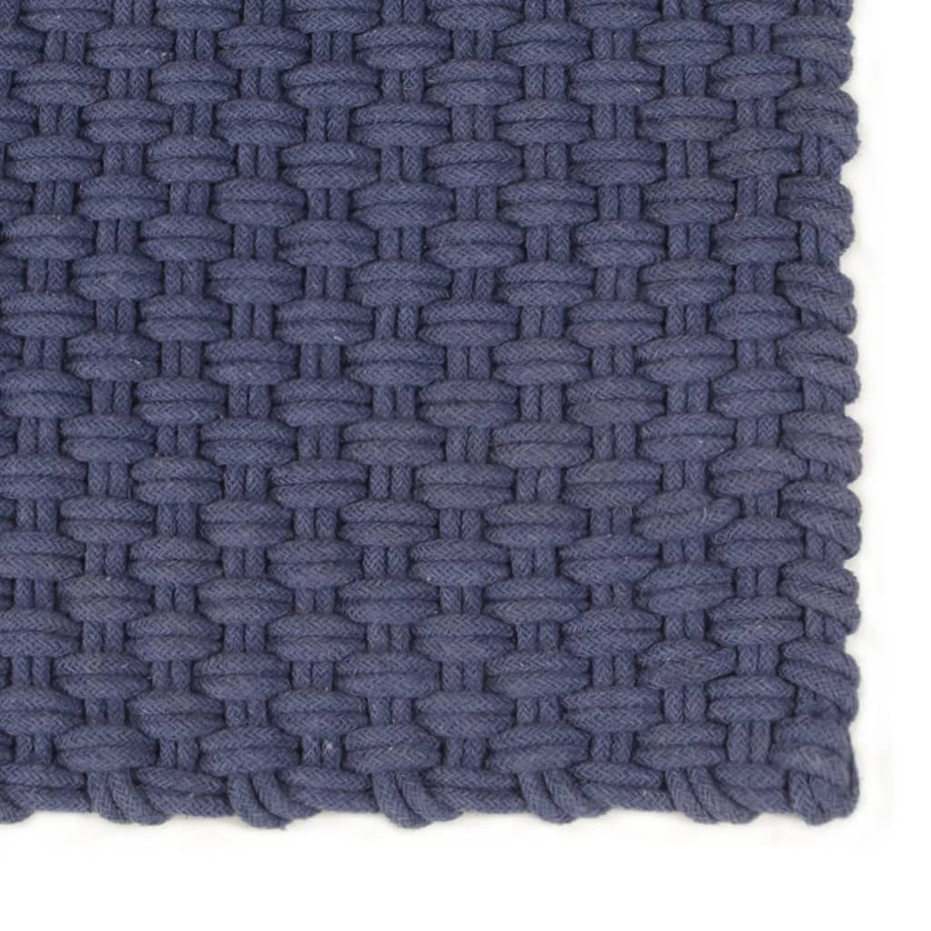Tapis vidaxl rectangulaire 80x160 cm bleu marine de coton