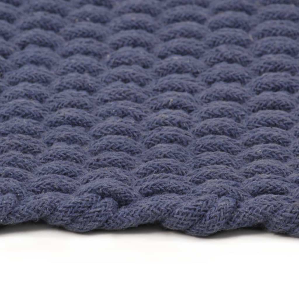 Tapis vidaxl rectangulaire 80x160 cm bleu marine de coton