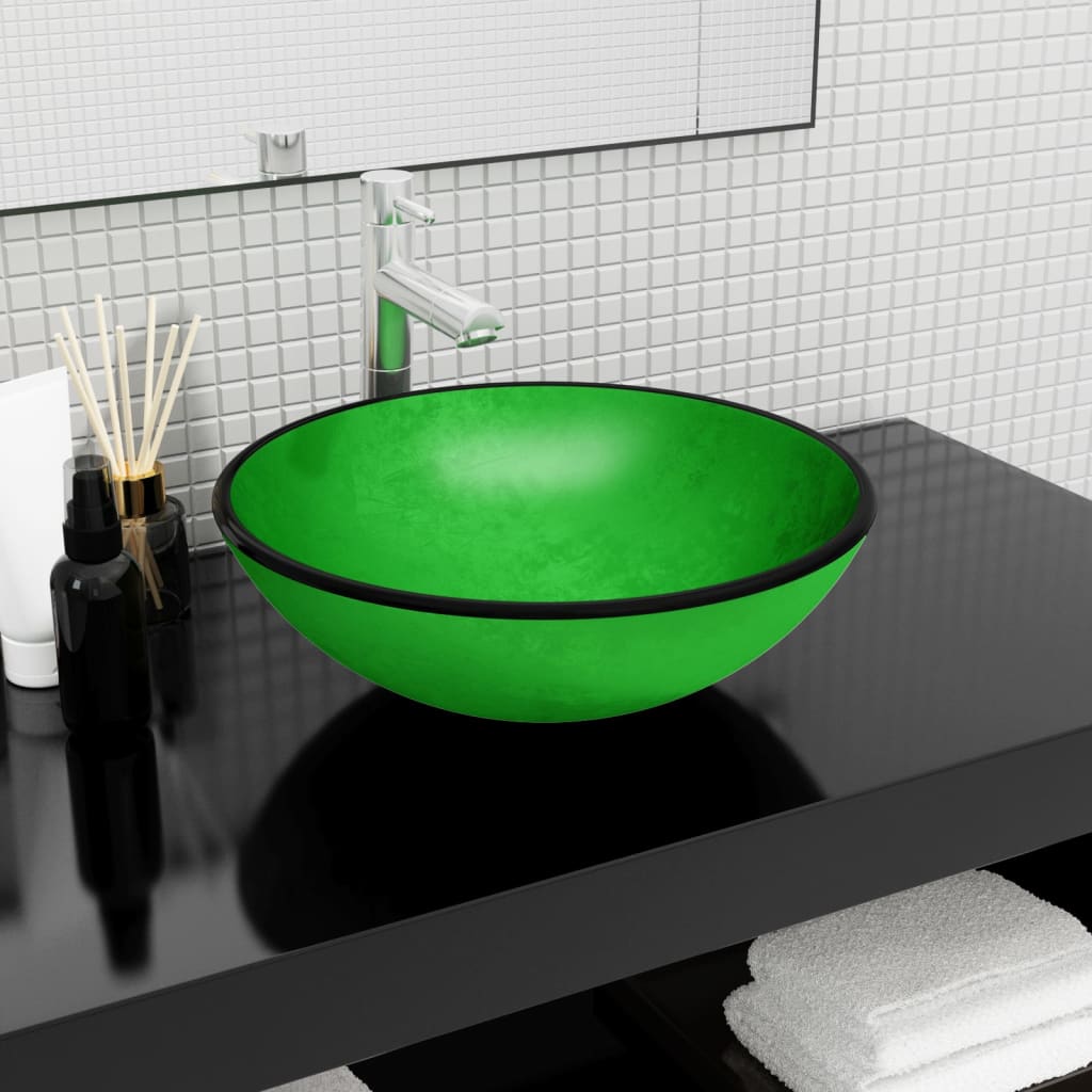 Vidaxx évier 42x14 cm verre trempé vert