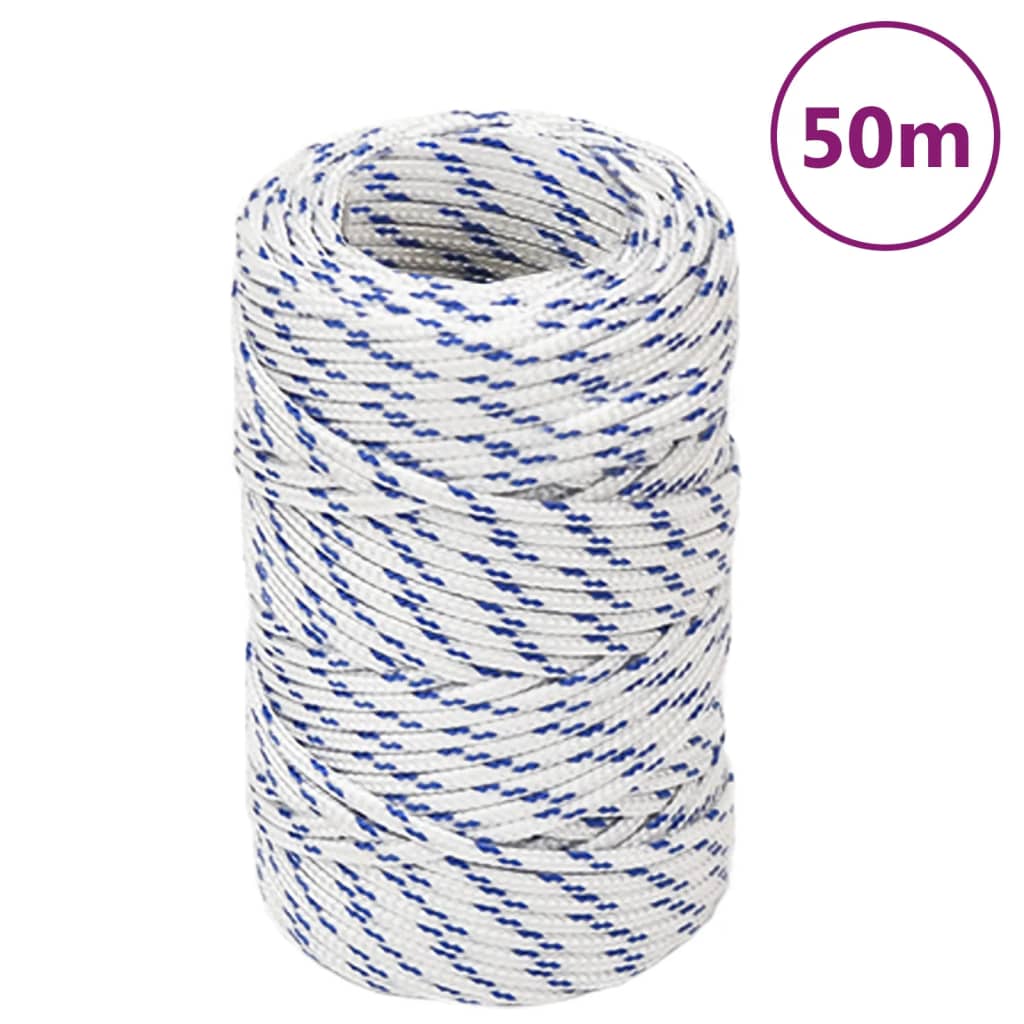 VidaXL corde de bateau 2 mm 50 m polypropylène blanc