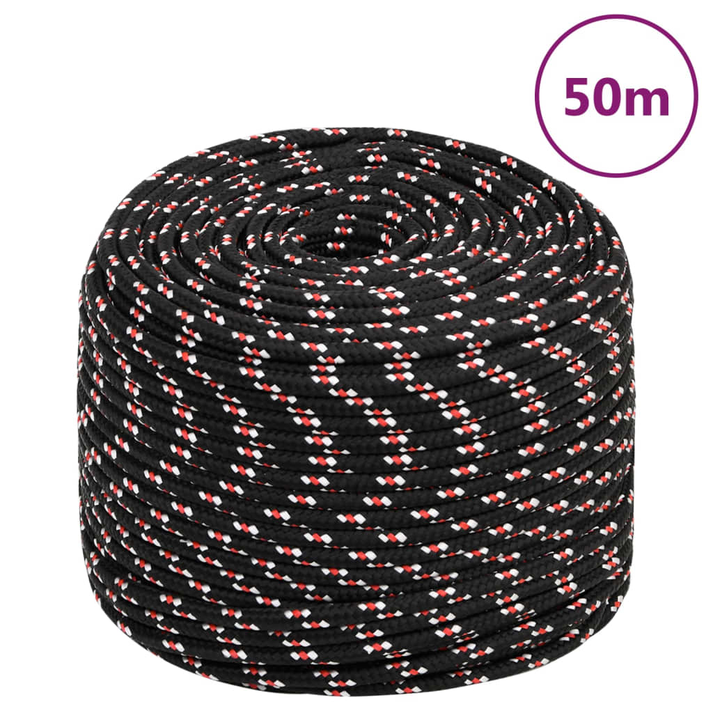 VidaXL corde de bateau 6 mm 50 m polypropylène noir