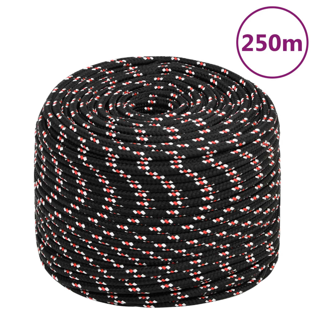 VidaXL corde de bateau 6 mm 250 m polypropylène noir
