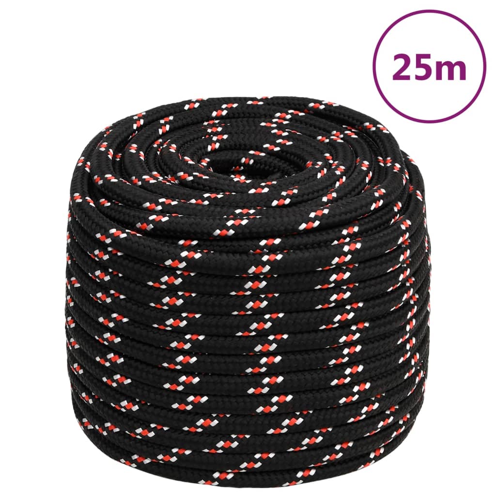 VidaXL corde de bateau 16 mm 25 m polypropylène noir