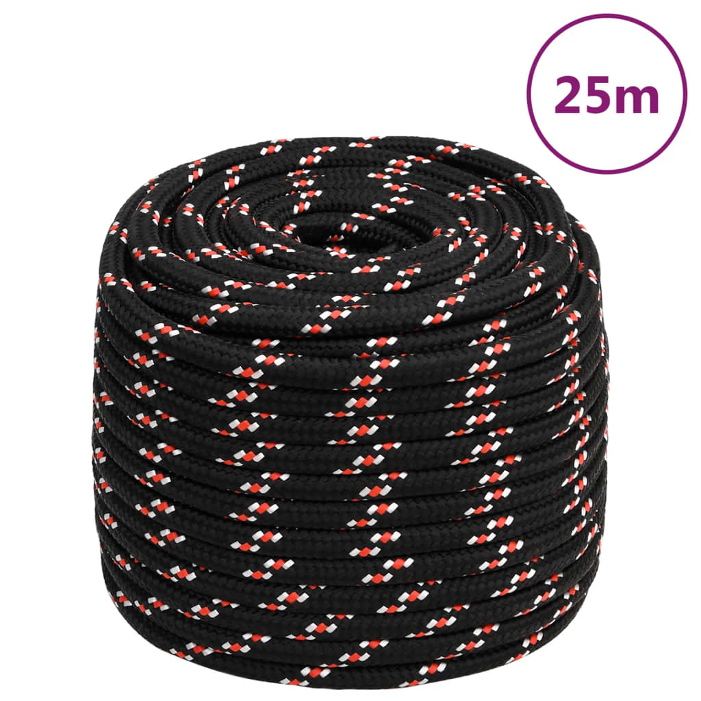 VidaXL corde de bateau 18 mm 25 m polypropylène noir