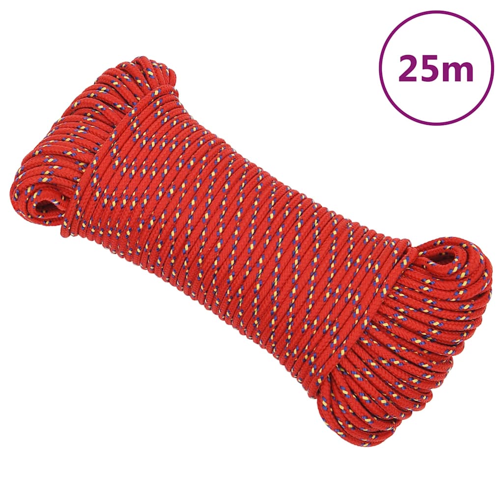 Corde à bateau Vidaxl 4 mm 25 m de polypropylène rouge