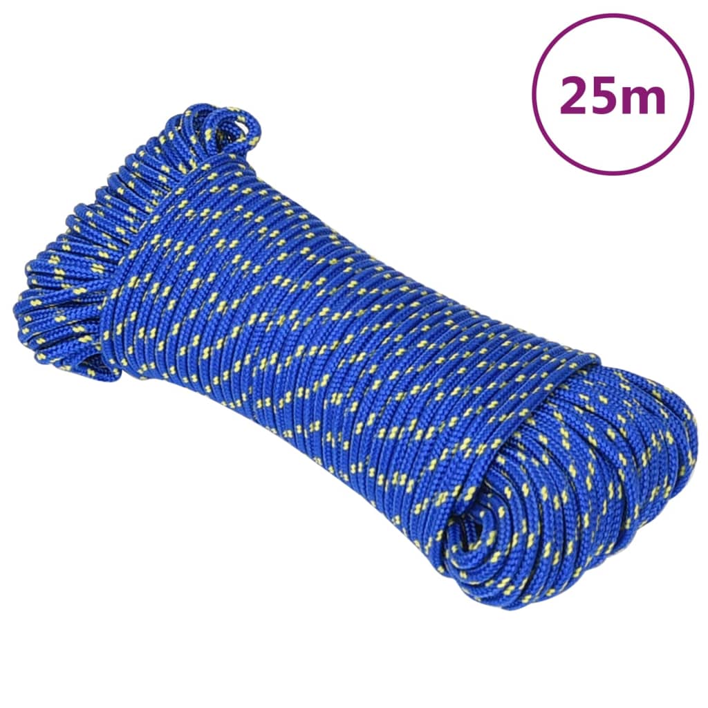 Vidaxl corde de bateau 3 mm 25 m polypropylène bleu