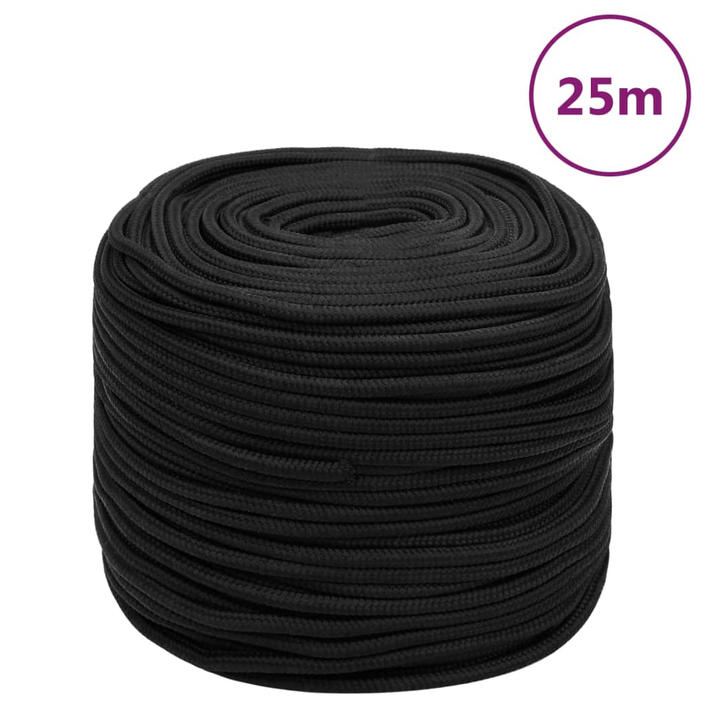 Vidaxl corde de bateau 6 mm 25 m polypropylène noir